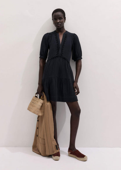 Navy Cheesecloth Short Swing Dress | ME+EM