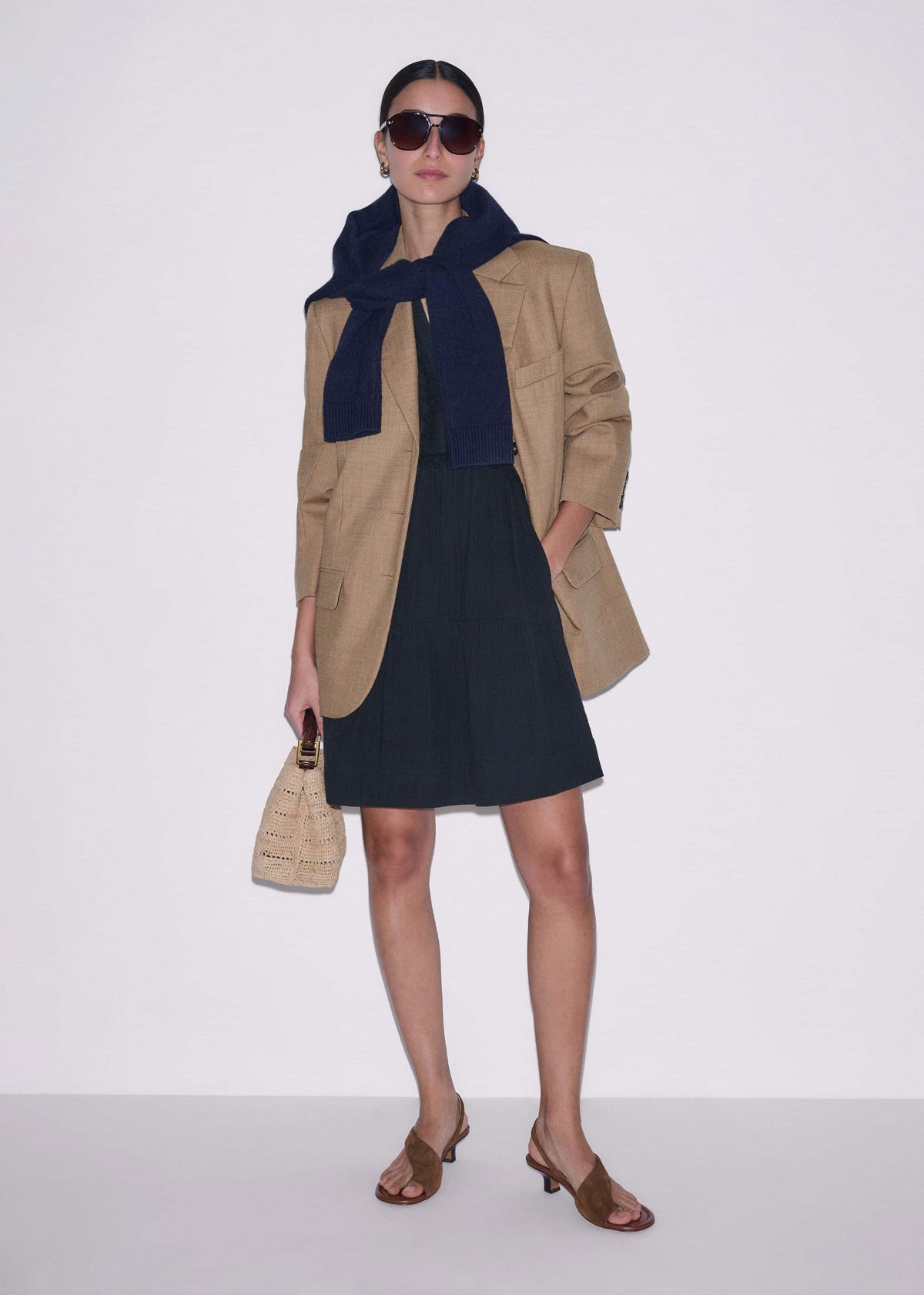 Navy Cheesecloth Short Swing Dress | ME+EM
