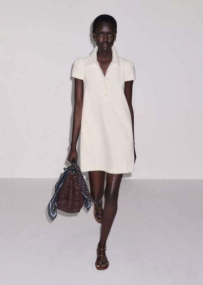 Cream Jacquard Short Swing Dress | ME+EM