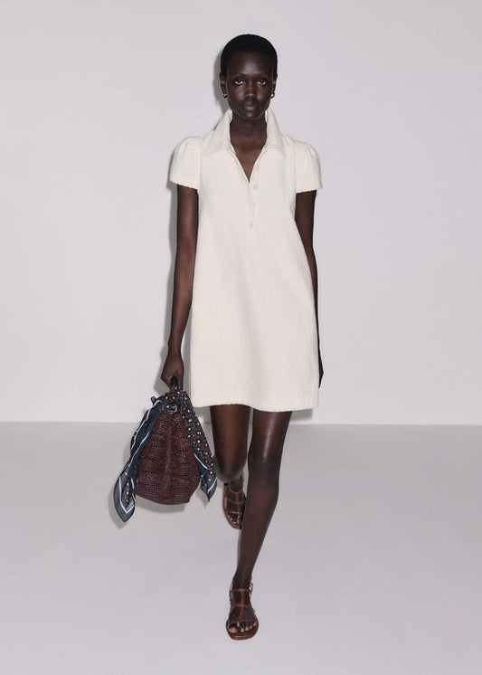 Cream Jacquard Short Swing Dress | ME+EM