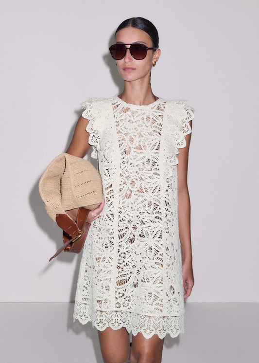Cream Lace Layer Mini Dress | ME+EM