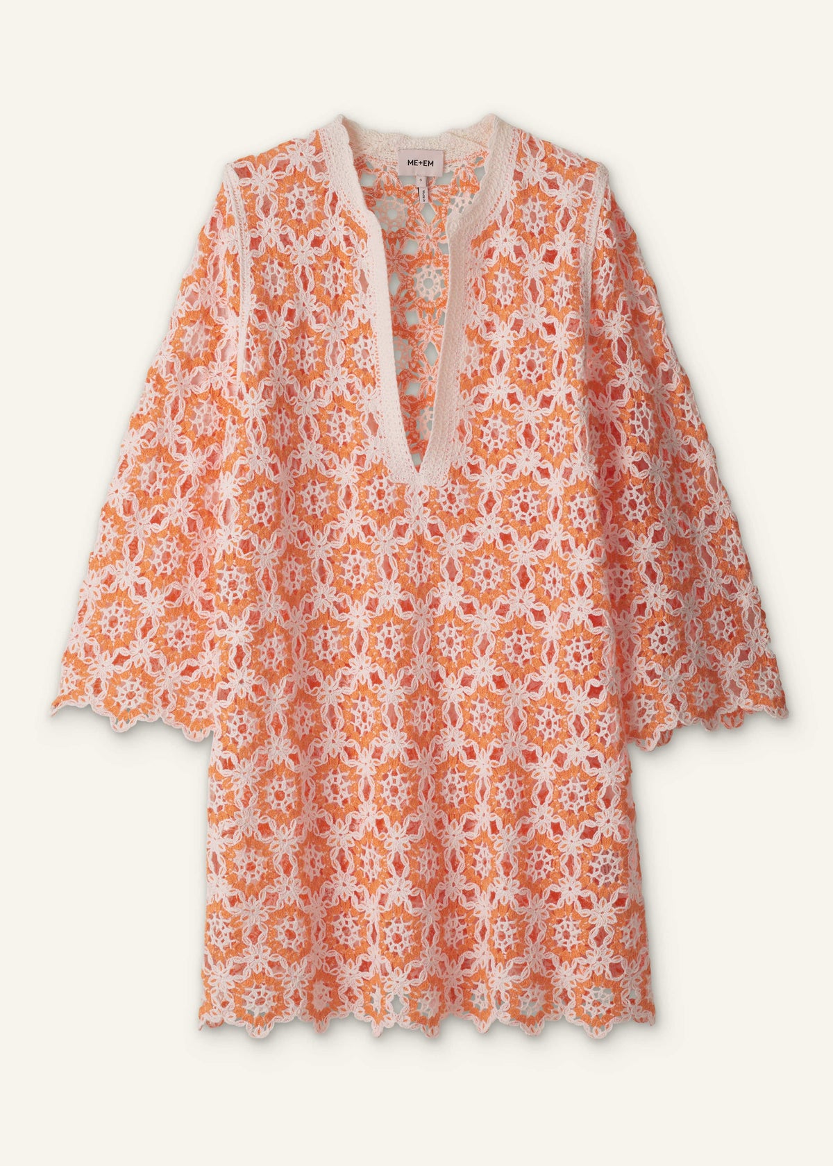 Orange Floral Crochet Mini Beach Dress | ME+EM
