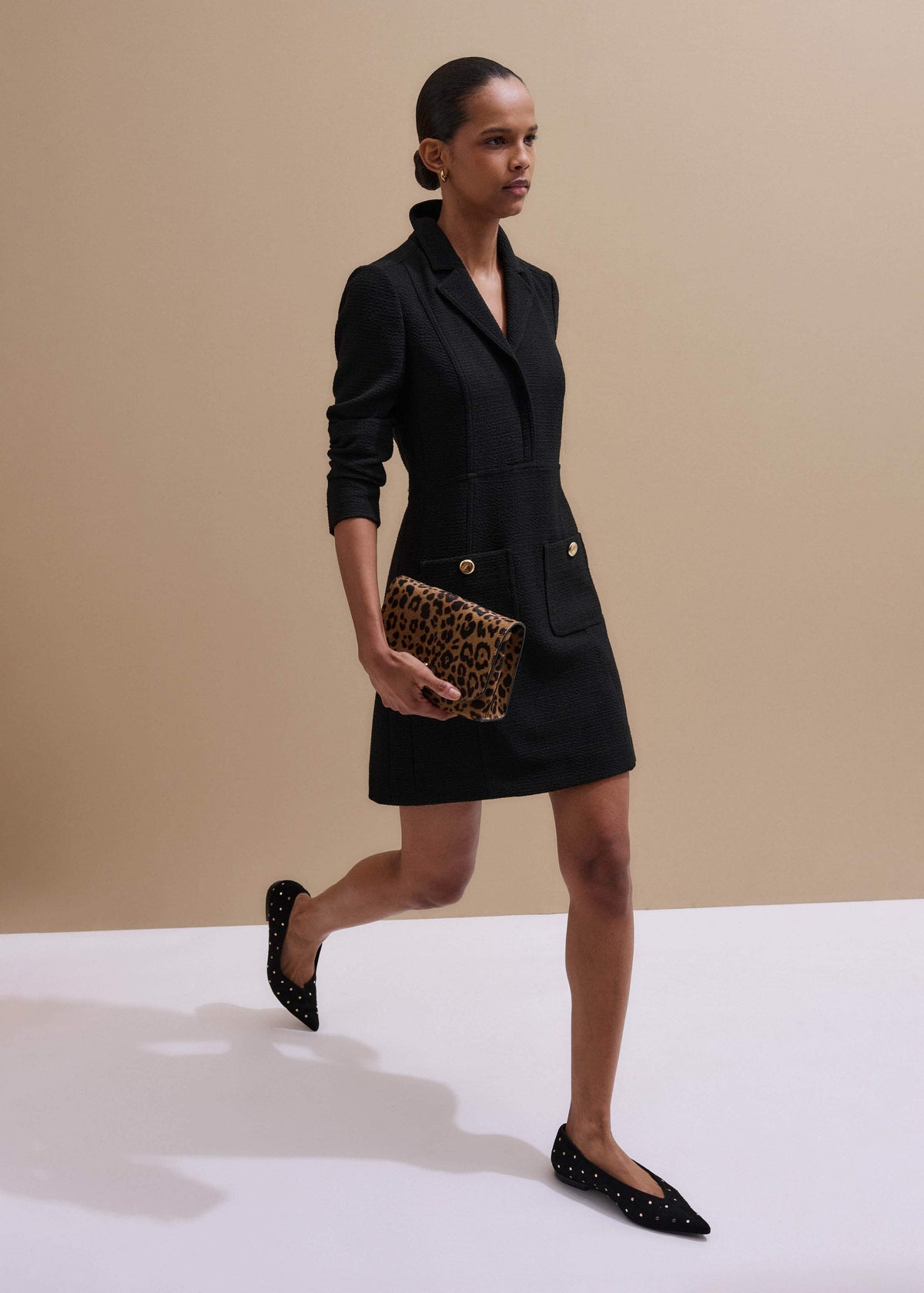Black Day-To-Evening Textured Mini Dress | ME+EM
