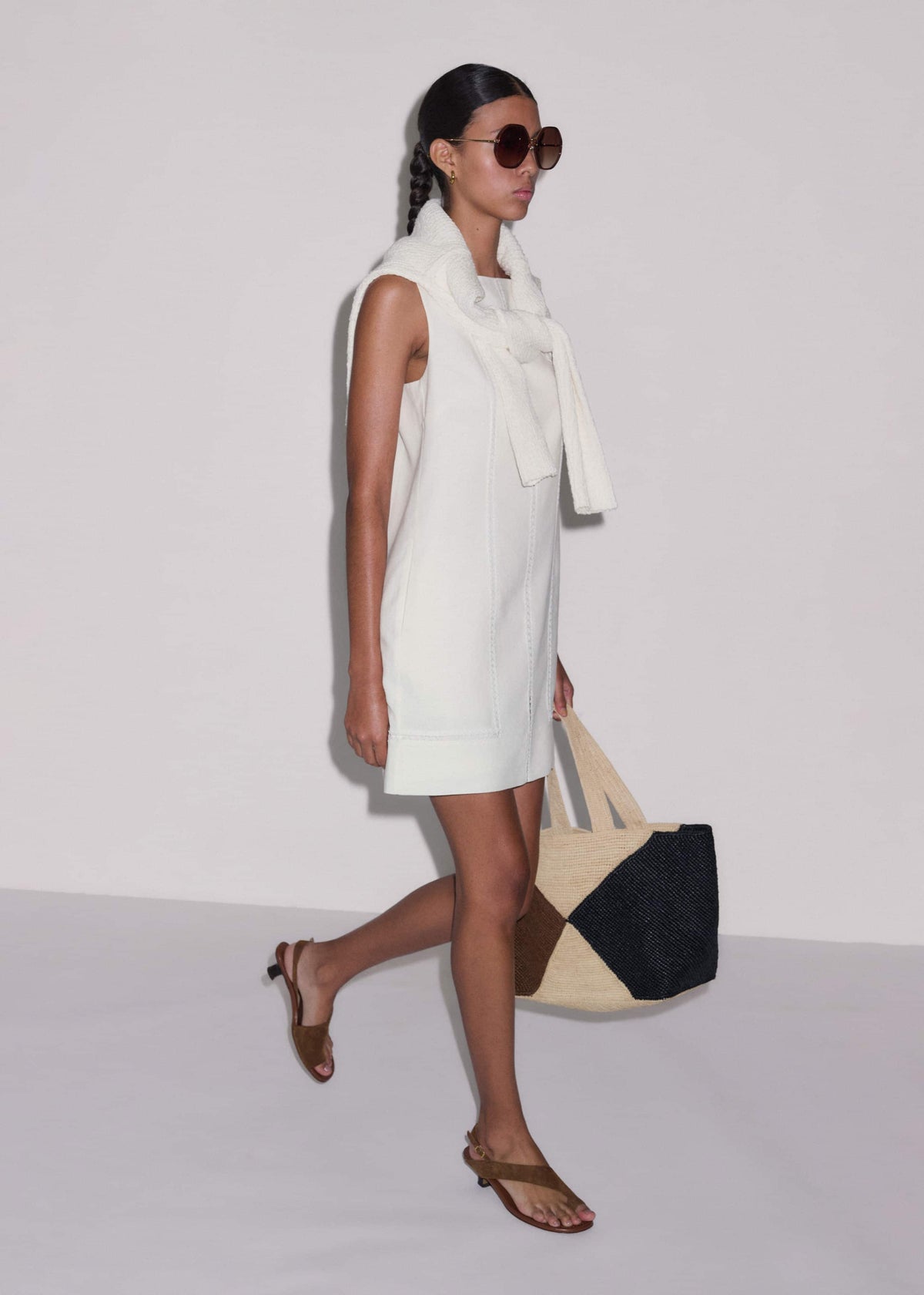White Crease-Less Linen Embroidered Midi Dress | ME+EM