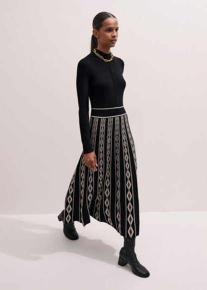 Black Jacquard Half Zip Maxi Dress | ME+EM