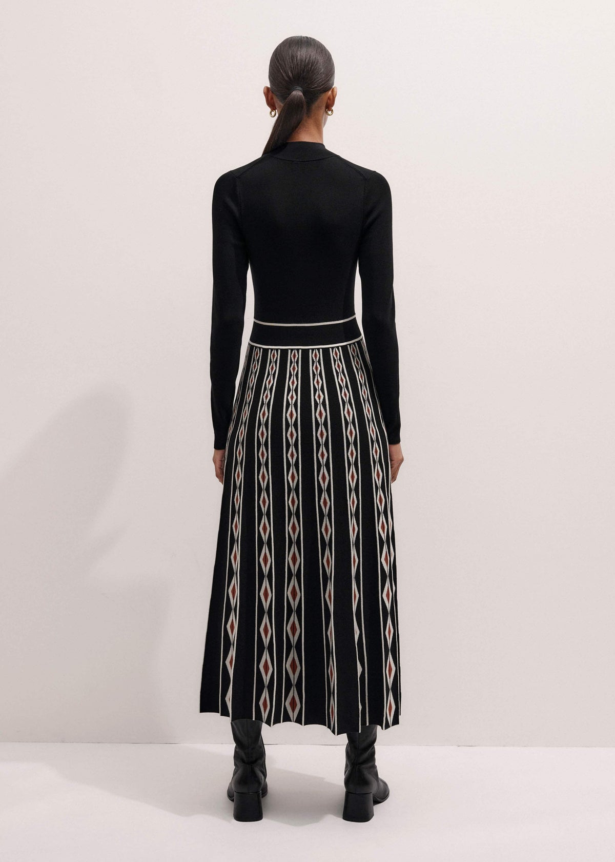 Black Jacquard Half Zip Maxi Dress | ME+EM