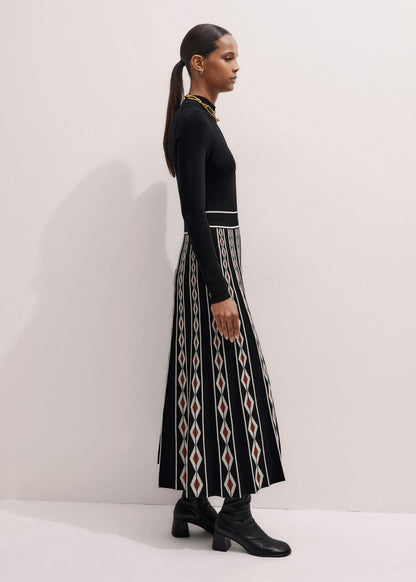 Black Jacquard Half Zip Maxi Dress | ME+EM