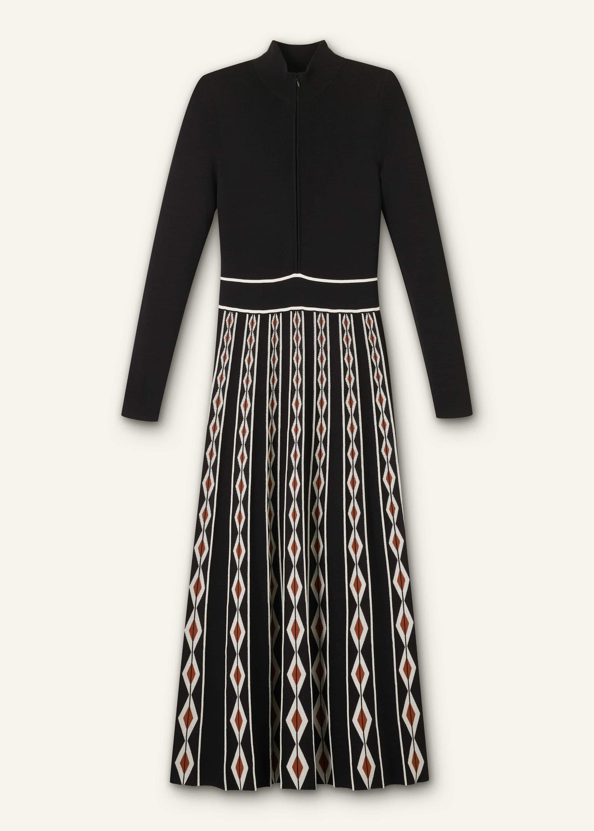 Black Jacquard Half Zip Maxi Dress | ME+EM