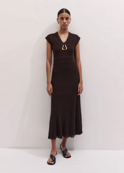 Brown Pointelle Maxi Dress | ME+EM