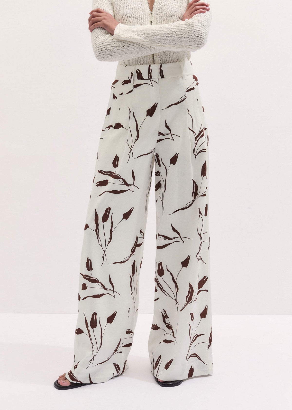 Cream Crease-Less Linen Wide-Leg Pant | ME+EM
