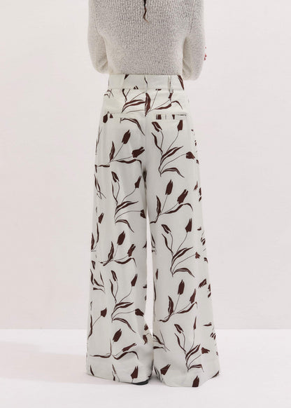 Cream Crease-Less Linen Wide-Leg Pant | ME+EM