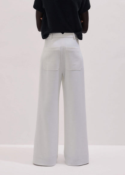 Ivory Double Pleat Wide-Leg Pant | ME+EM