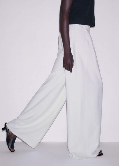Ivory Double Pleat Wide-Leg Pant | ME+EM