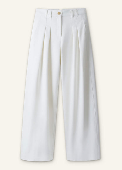Ivory Double Pleat Wide-Leg Pant | ME+EM