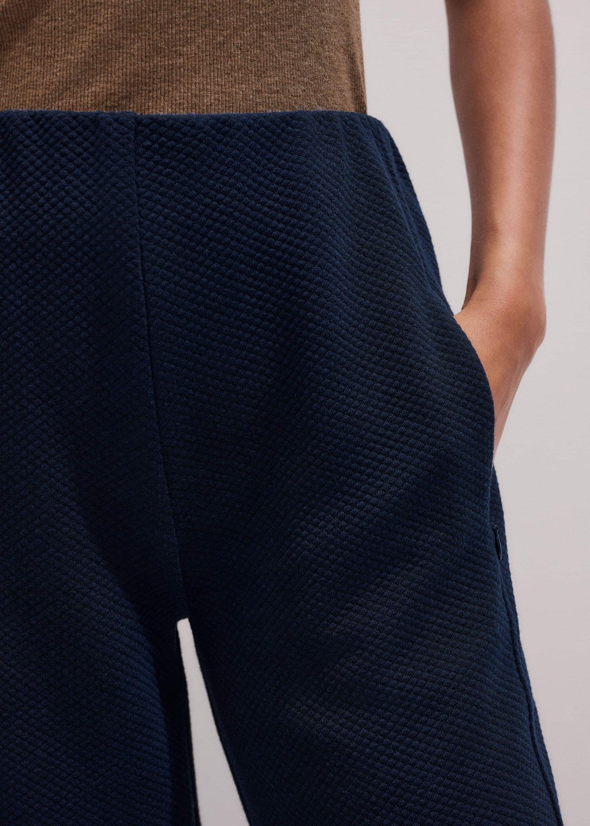 Navy Cable Jacquard Wide-Leg Pant | ME+EM