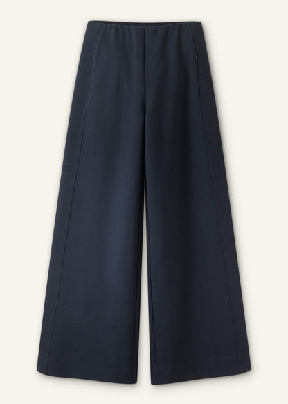 Navy Cable Jacquard Wide-Leg Pant | ME+EM