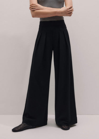 Black Luxe Travel Tailoring Wide-Leg Pant | ME+EM