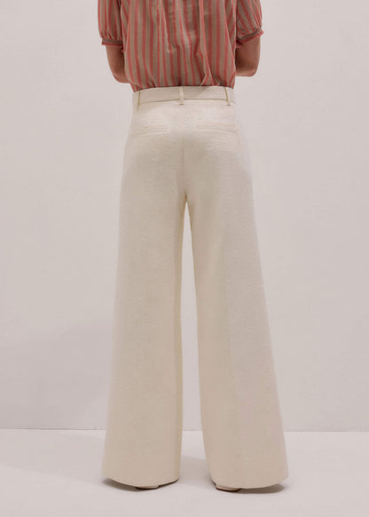 Ivory Luxe Jacquard Wide-Leg Pant | ME+EM