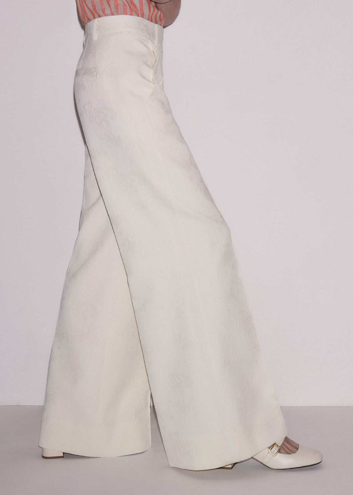 Ivory Luxe Jacquard Wide-Leg Pant | ME+EM