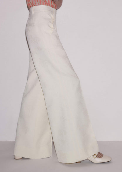 Ivory Luxe Jacquard Wide-Leg Pant | ME+EM