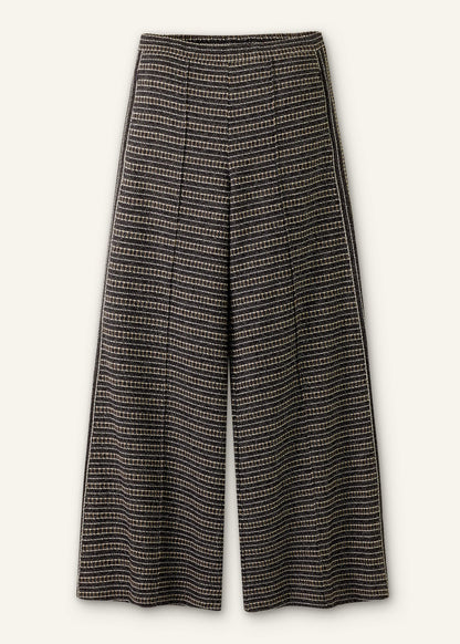 Black Stripe Tweed Wide-Leg Pant | ME+EM