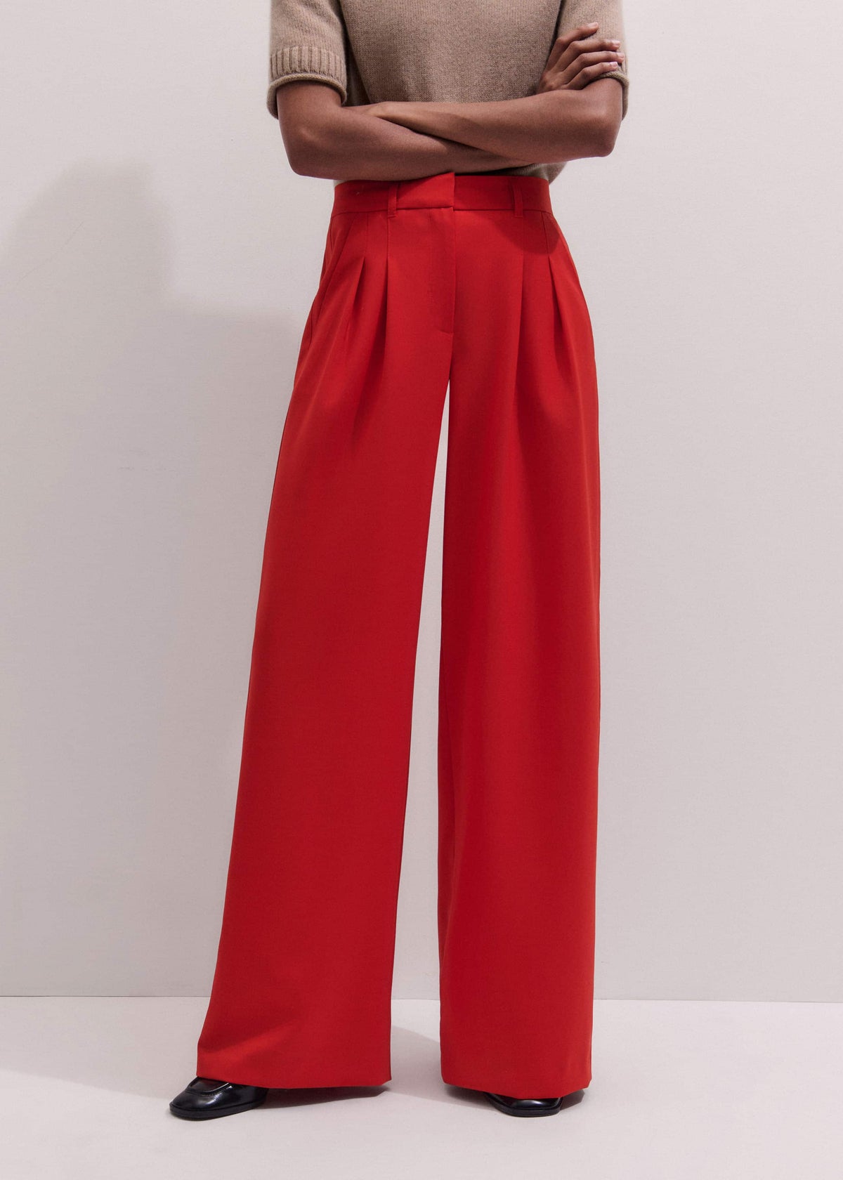 Red Perfect Wide Pleat Front Pant | ME+EM