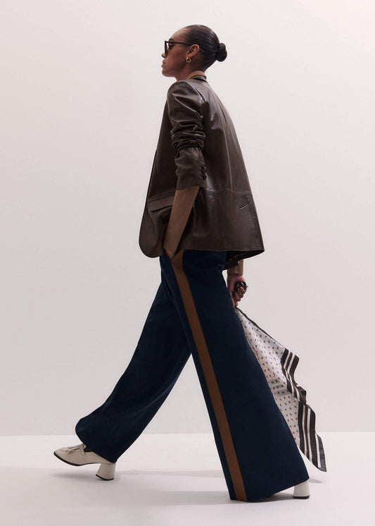 Navy Contrast Side Panel Wide-Leg Pant | ME+EM