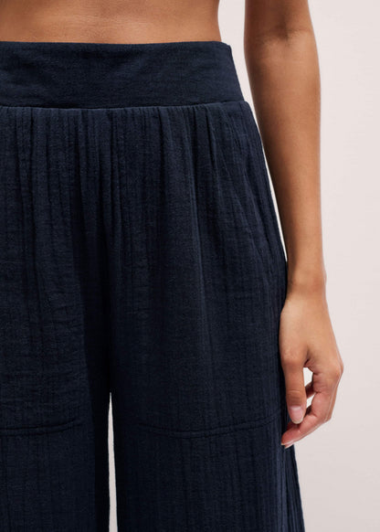 Navy Cheesecloth Wide-Leg Pant | ME+EM