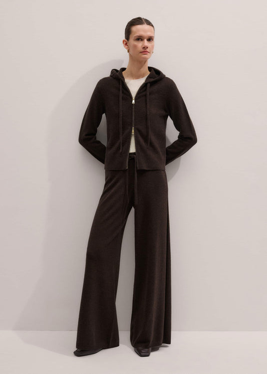 Brown Cashmere Wide-Leg Knit Pant | ME+EM