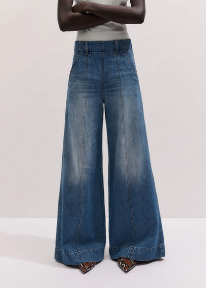 Mid-Blue High Waist Wide Jean | ME+EM