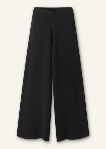 Black Silk Knit Evening Palazzo Pant | ME+EM