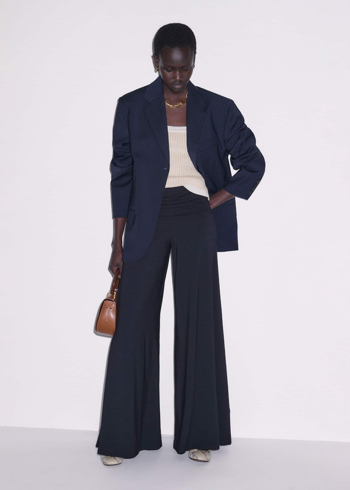 Navy Super Wide Palazzo Pant | ME+EM
