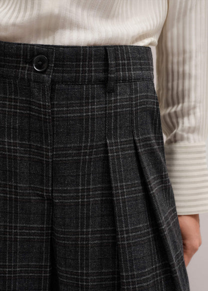 Gray Wool Wide-Leg Double Pleat Trouser | ME+EM
