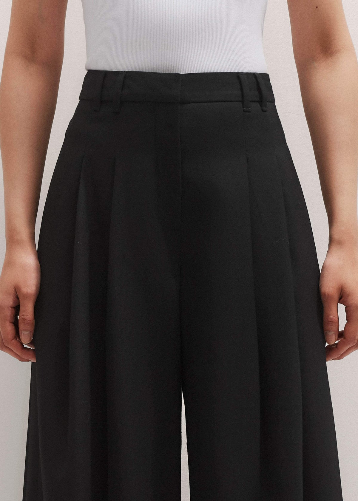 Black Wide-Leg Pleat Pant | ME+EM