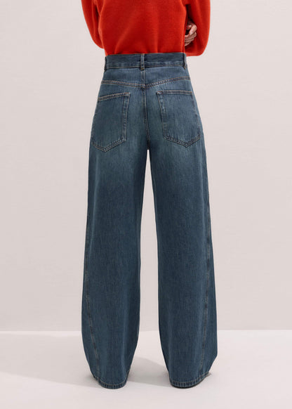 Blue Relaxed Straight Insert Jean | ME+EM