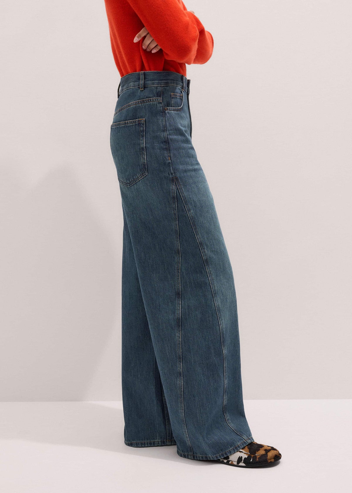 Blue Relaxed Straight Insert Jean | ME+EM