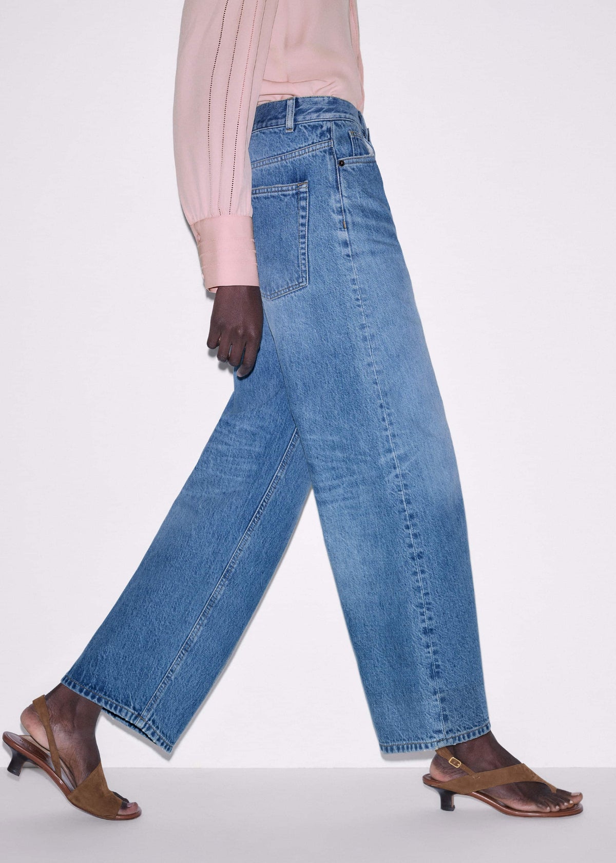 Light Blue Relaxed Straight Crop Jean | ME+EM