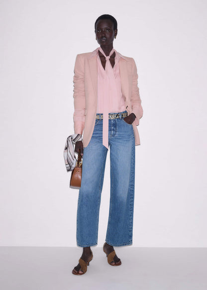 Light Blue Relaxed Straight Crop Jean | ME+EM