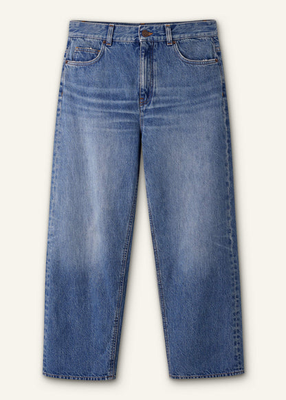 Light Blue Relaxed Straight Crop Jean | ME+EM