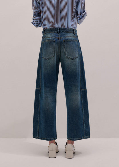 Blue Exaggerated Crop Jean | ME+EM