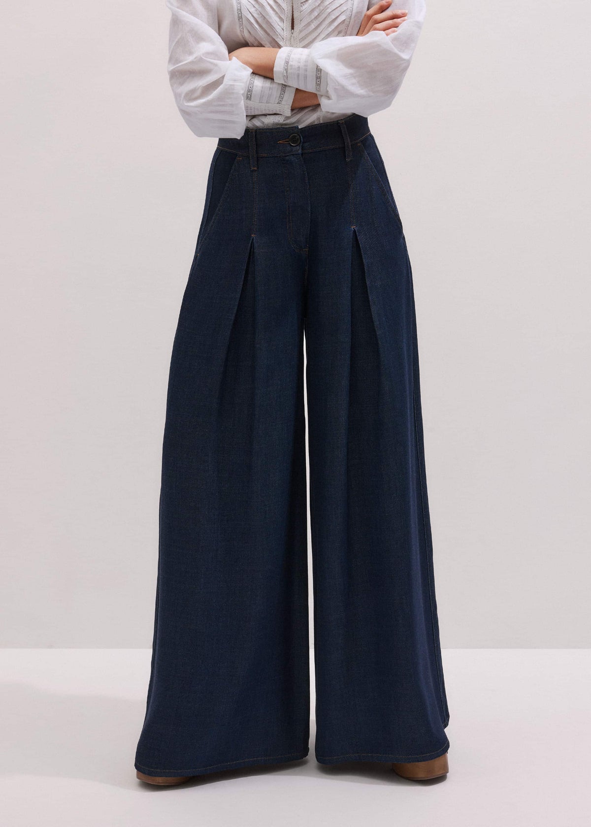 Dark Blue Pleat Very Wide Pant | ME+EM