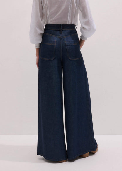 Dark Blue Pleat Very Wide Pant | ME+EM
