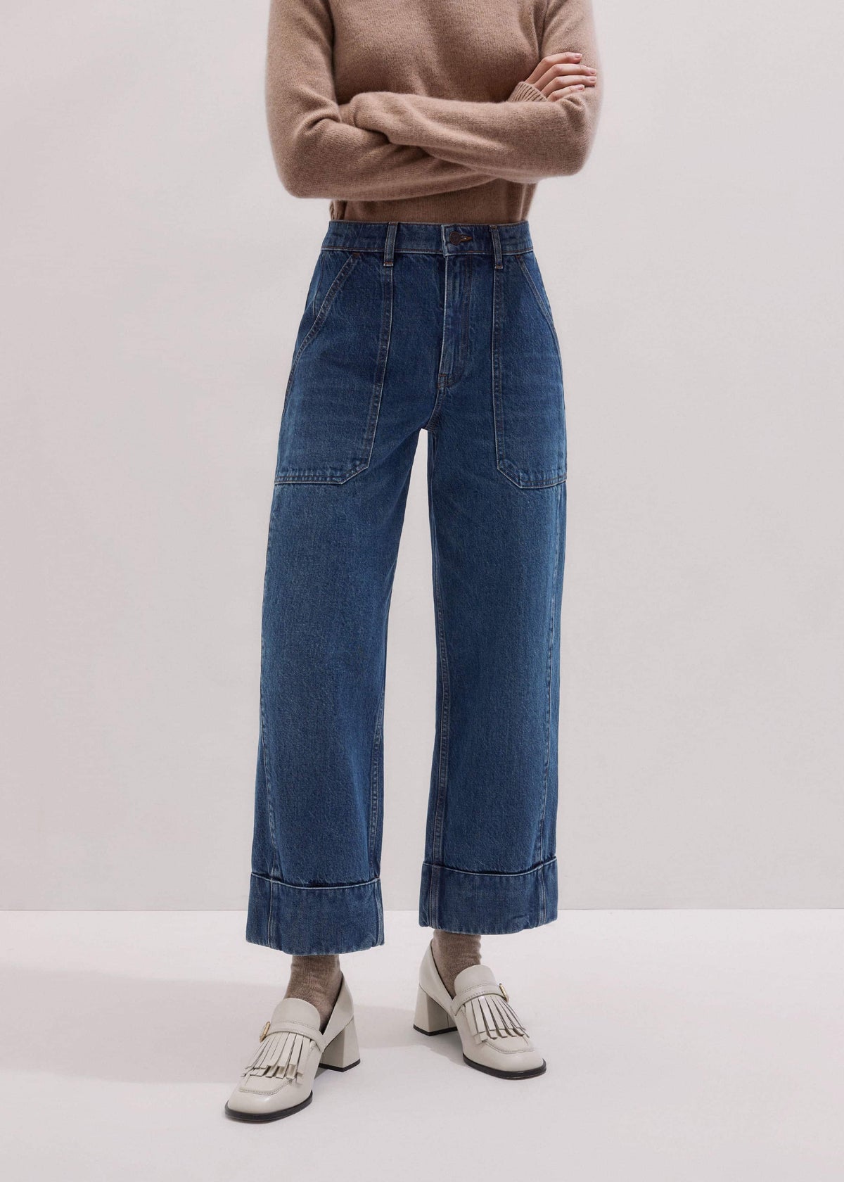 Dark Wash Turn-Up Straight Jean | ME+EM