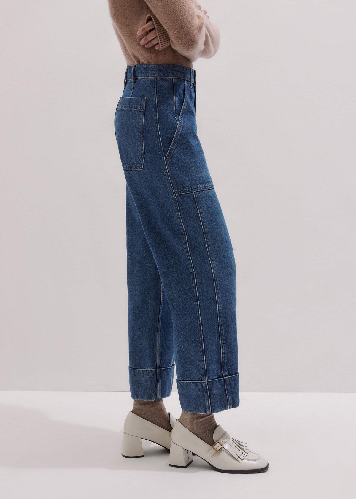 Dark Wash Turn-Up Straight Jean | ME+EM