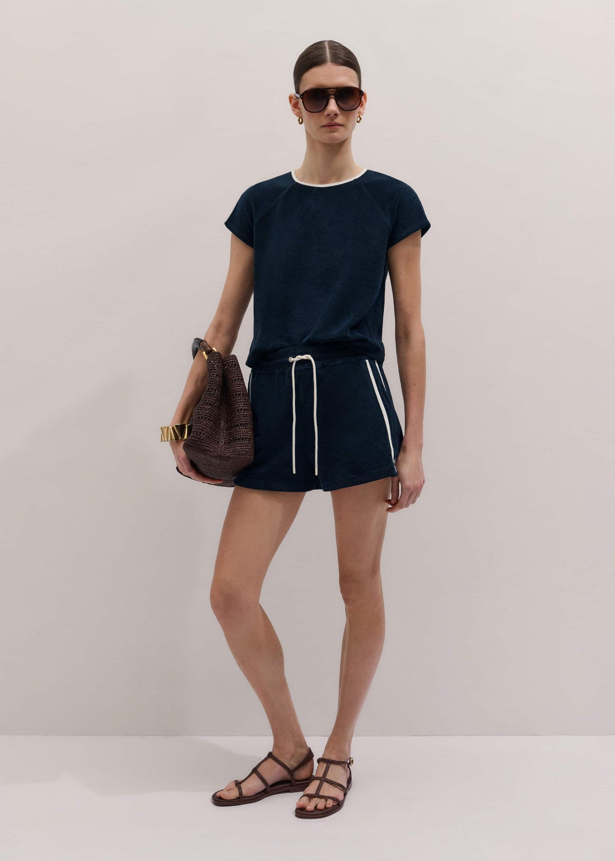 Navy Rib Trim Track Short | ME+EM