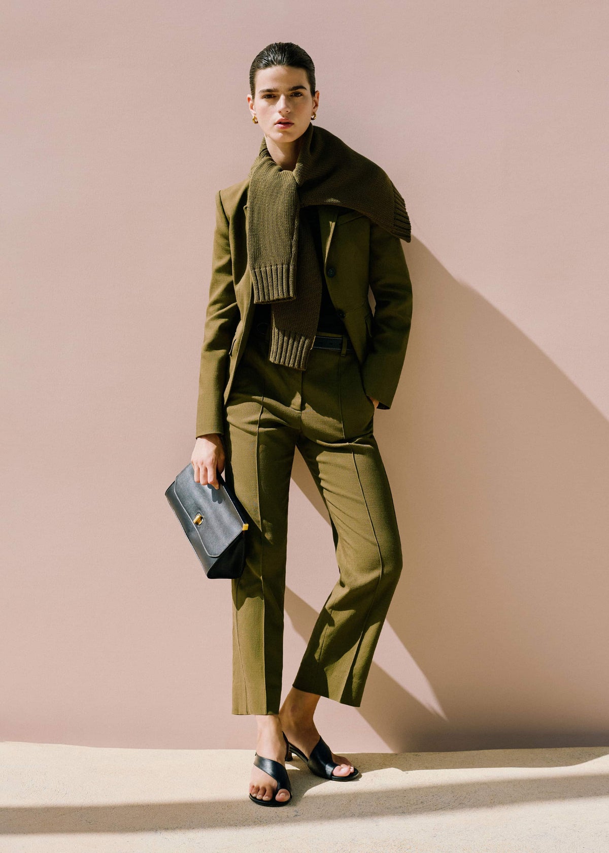 Olive Green Slim Crop Pant | ME+EM