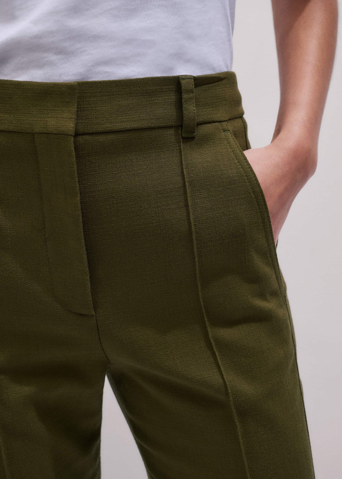 Olive Green Slim Crop Pant | ME+EM