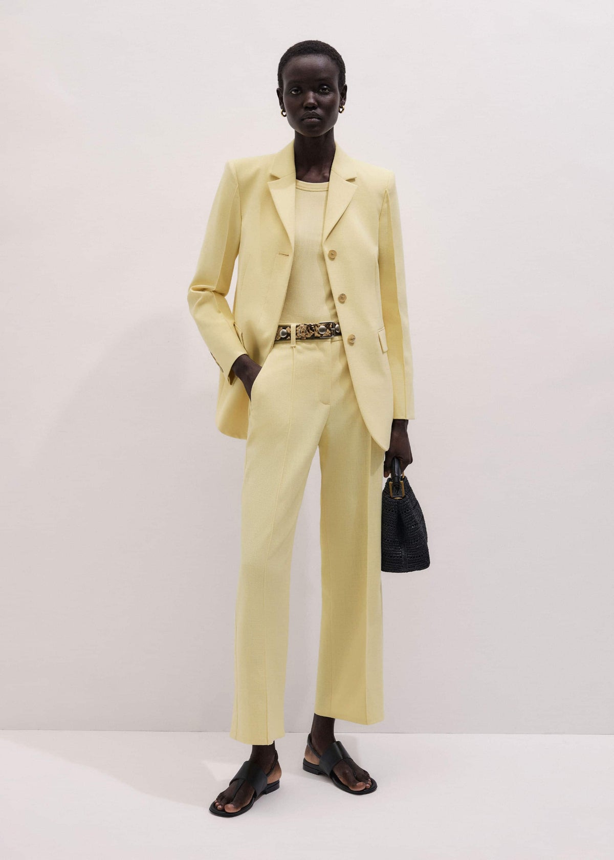 Yellow Tailored Straight Crop Pant | ME+EM