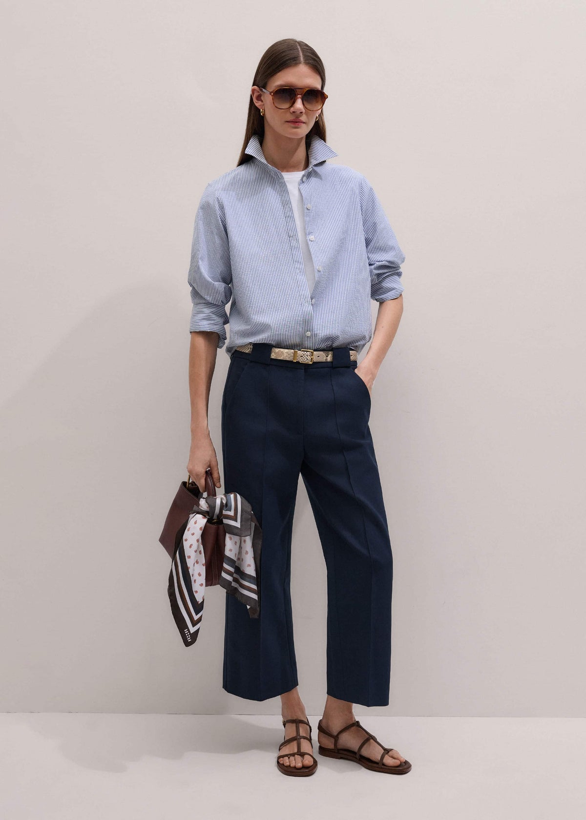 Navy Straight Crop Pant | ME+EM