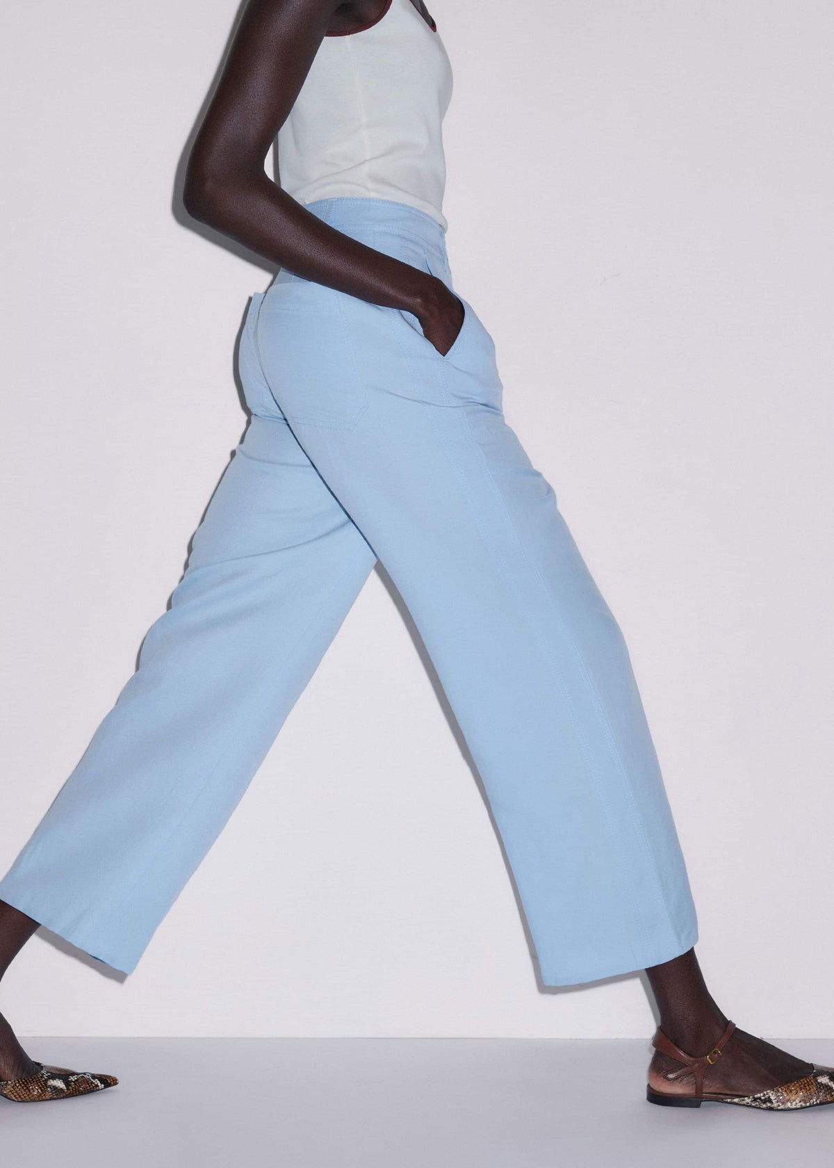 Blue Straight Crop Pant | ME+EM